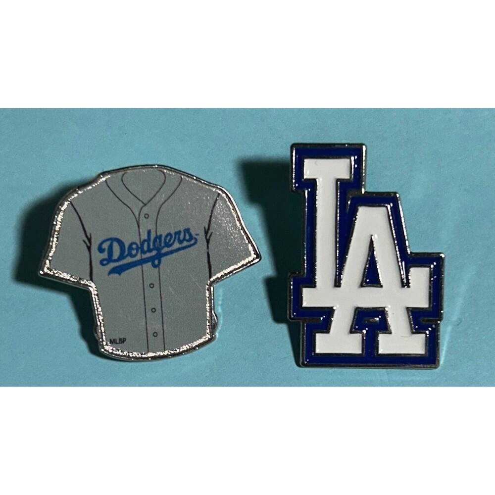 2-Los Angeles Dodgers LA MLB Baseball Logo & Jersey  Pins